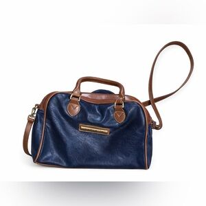 Chic‎ Navy and Brown Women's Satchel